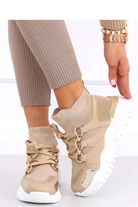 Buty sportowe za kostkę skarpetkowe PETRA KHAKI - Inello