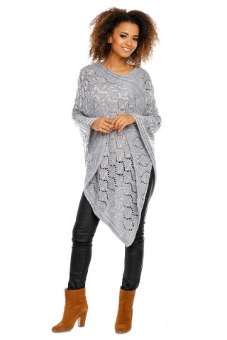 Sweter Poncho model 30012 Light Gray - PeeKaBoo