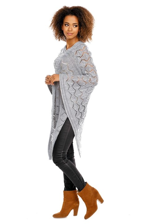 Sweter Poncho model 30012 Light Gray - PeeKaBoo