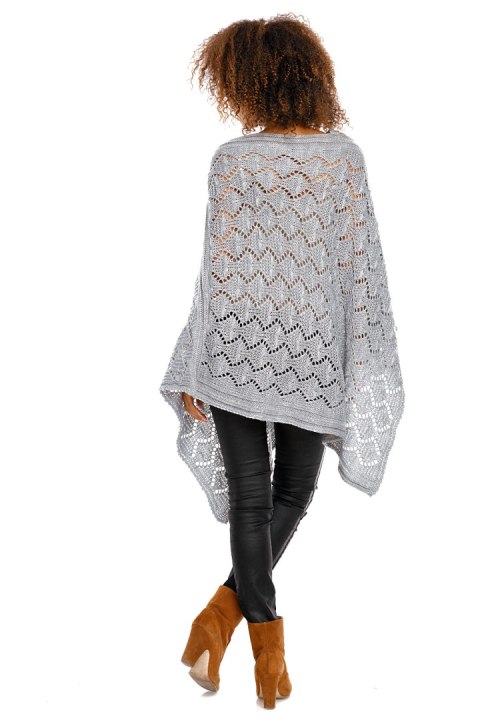 Sweter Poncho model 30012 Light Gray - PeeKaBoo