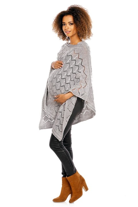 Sweter Poncho model 30012C Light Gray - PeeKaBoo