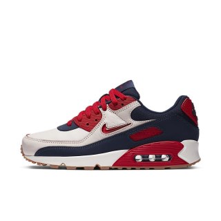 Nike Air Max 90 CJ0611-101, Szare z Granatowo-Czerwonym Akcentem