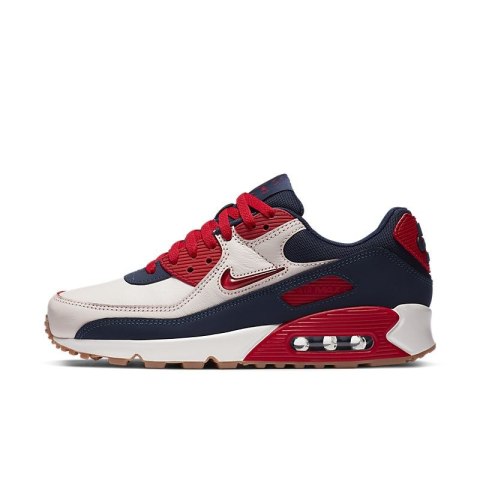 Nike Air Max 90 CJ0611-101, Szare z Granatowo-Czerwonym Akcentem