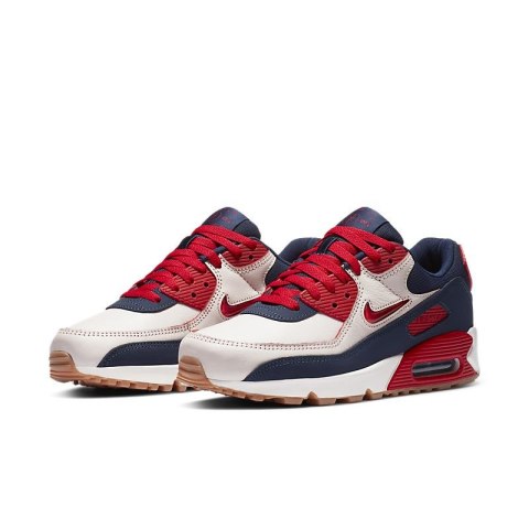 Nike Air Max 90 CJ0611-101, Szare z Granatowo-Czerwonym Akcentem