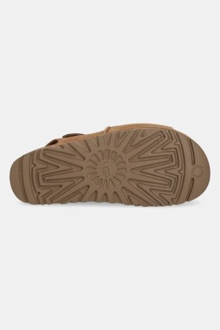 UGG Goldenstar Hi Sandal Brown 1167356-CHE | Damskie zamszowe sandały na wysokiej platformie