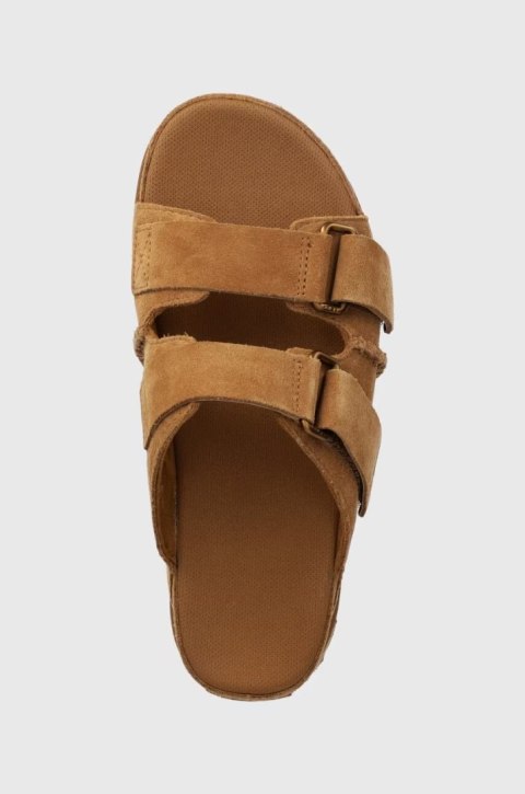 UGG Goldenstar Hi Slide Chestnut 1155458-CHE | Damskie klapki zamszowe na wysokiej platformie
