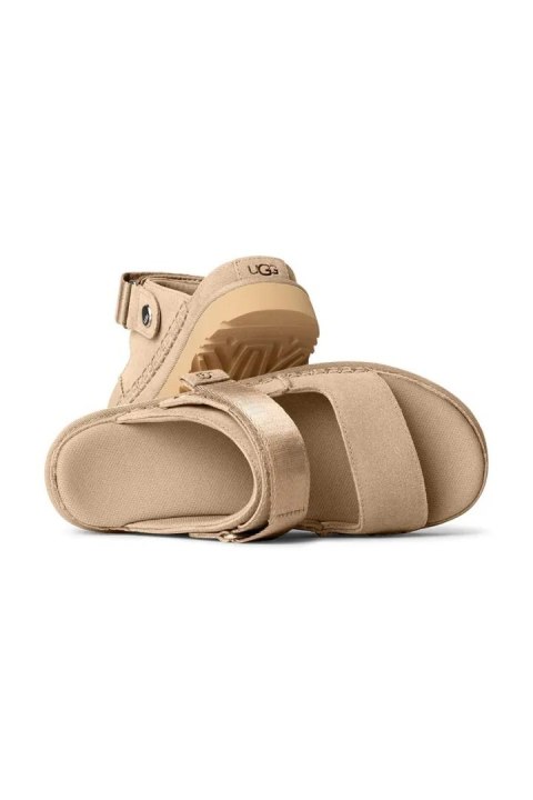 UGG Goldenstar Sandal Beige 1167399-SAN | Damskie sandały zamszowe na platformie
