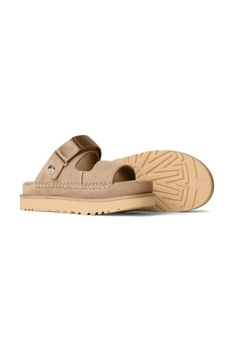 UGG Goldenstar Sandal Beige 1167399-SAN | Damskie sandały zamszowe na platformie
