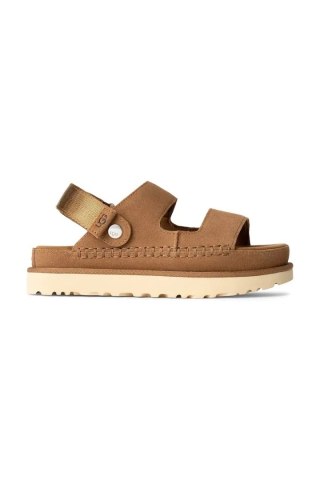 UGG Goldenstar Sandal Brown 1167399-CHE | Damskie sandały zamszowe na platformie