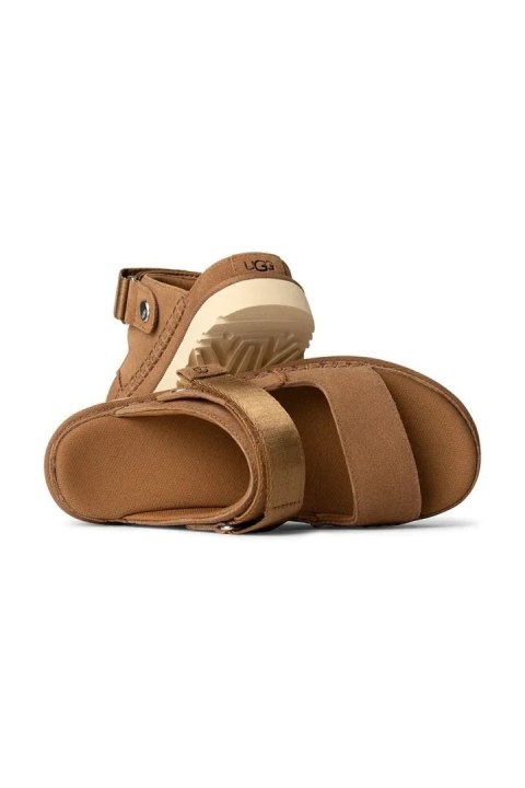 UGG Goldenstar Sandal Brown 1167399-CHE | Damskie sandały zamszowe na platformie